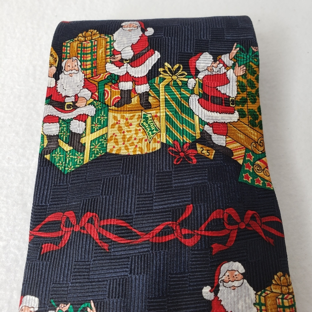 John Hill Executive Collection Santa Christmas Novelty Tie Necktie Quality Navy
